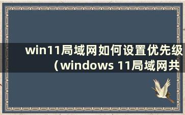 win11局域网如何设置优先级（windows 11局域网共享）
